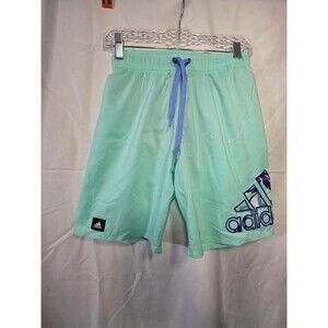 adidas boy's Swim Shorts XS Mint Green Classic Drawstring Trunks